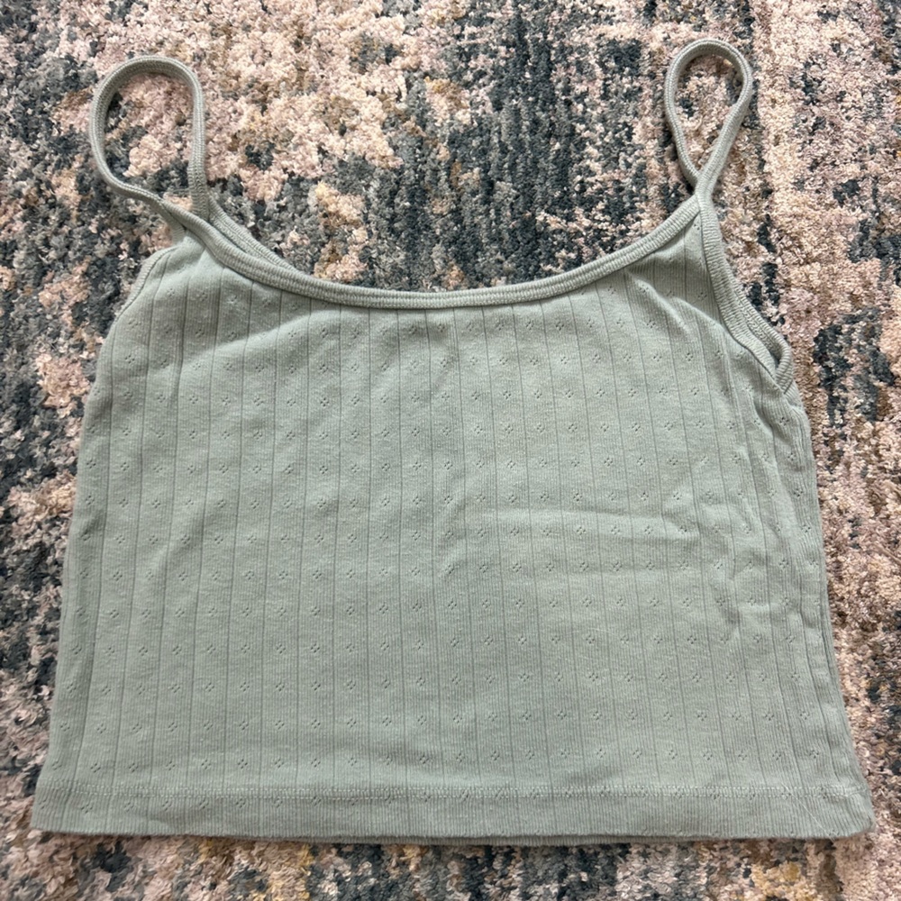Brandy Melville Sage Green Eyelet Tank Top